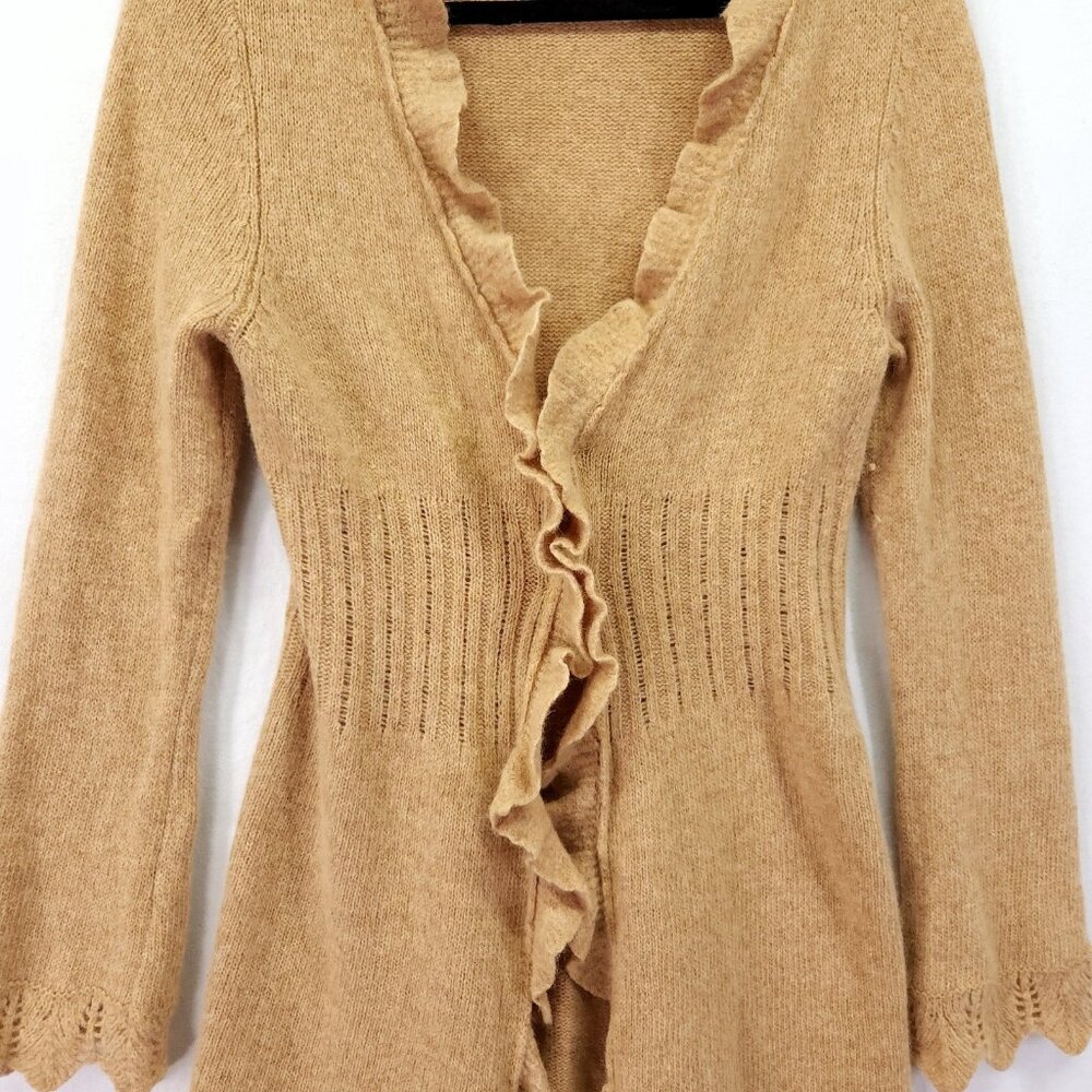 Anthropologie Sparrow Duster Cardigan Lambswool Angora Blend Beige Size Medium - Picture 9 of 14